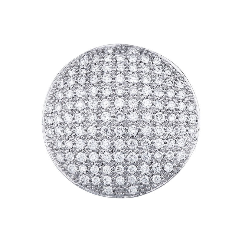 Anillo redondo con pavé de diamantes en oro blanco de 18k Anillo redondo con pavé de diamantes en oro blanco de 18k