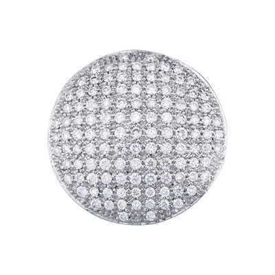 Anillo redondo con pavé de diamantes en oro blanco de 18k