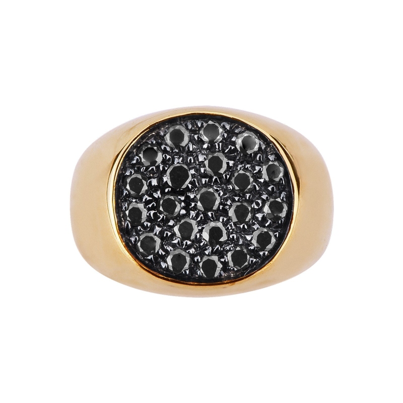 Anillo hombre oro amarillo de 18 quilates con diamantes negros Anillo hombre oro amarillo de 18 quilates con diamantes negros