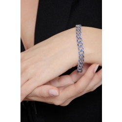 Pulsera cubana oro blanco de 18k con zafiros azules 2