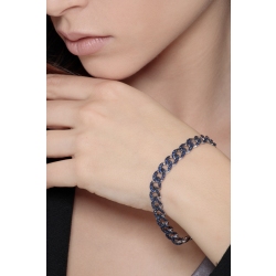 Pulsera eslabones gourmette en oro blanco 18K con zafiros azules  2