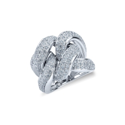 Anillo nudo Gourmette en oro blanco de 18 quilates con diamantes