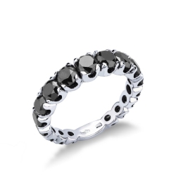 Anillo media alianza de oro blanco 18 quilates con diamantes