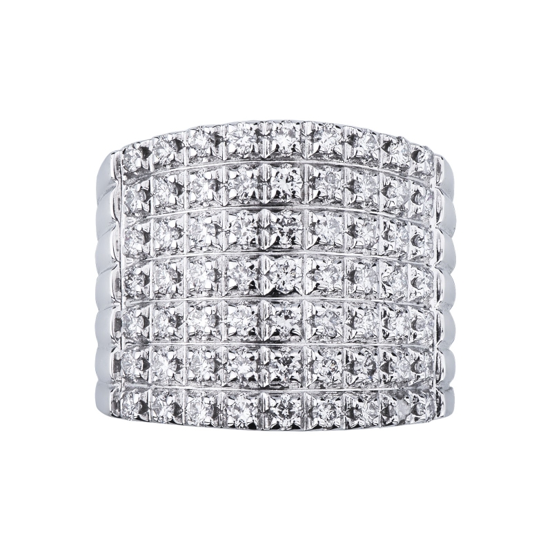 Anillo siete filas oro blanco 18k con diamantes Anillo siete filas oro blanco 18k con diamantes