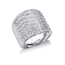 Anillo siete filas oro blanco 18k con diamantes