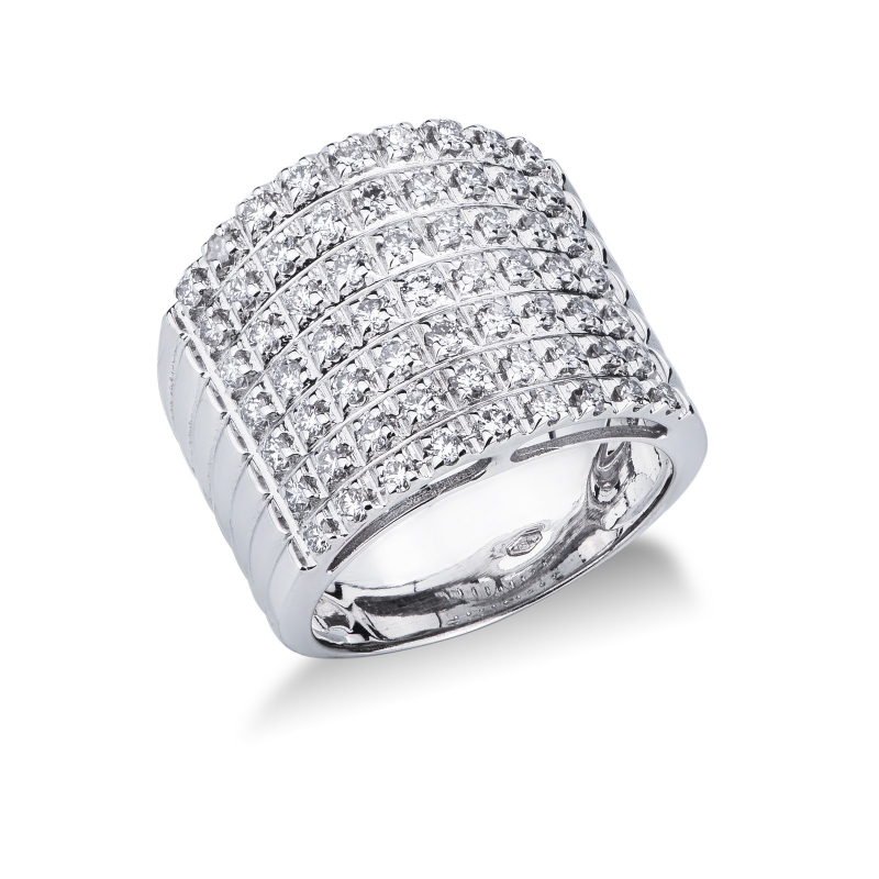 Anillo siete filas oro blanco 18k con diamantes Anillo siete filas oro blanco 18k con diamantes