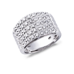 Anillo 5 hileras en oro blanco de 18k con diamantes