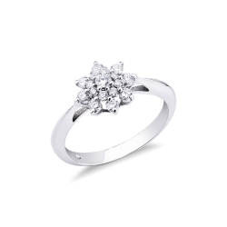 Anillo flor en oro blanco 18k diamantes