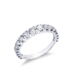 Anillo tipo alianza oro blanco 18k con diamantes, ct 0.90