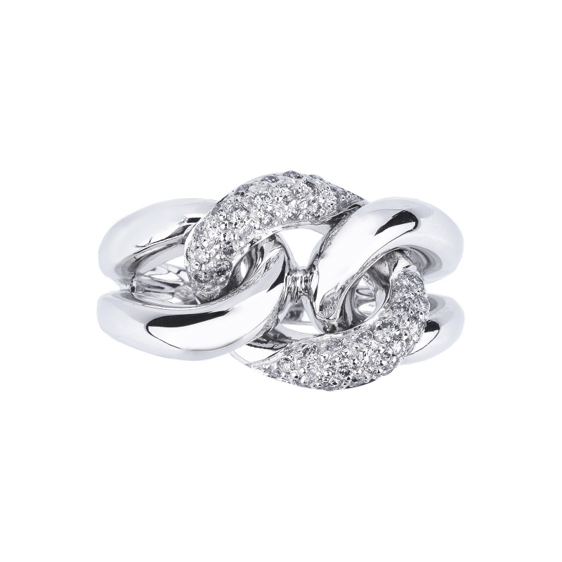 Anillo groumette en oro blanco 18k con diamantes