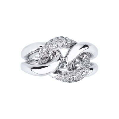 Anillo groumette en oro blanco 18k con diamantes