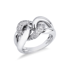 Anillo groumette en oro blanco 18k con diamantes