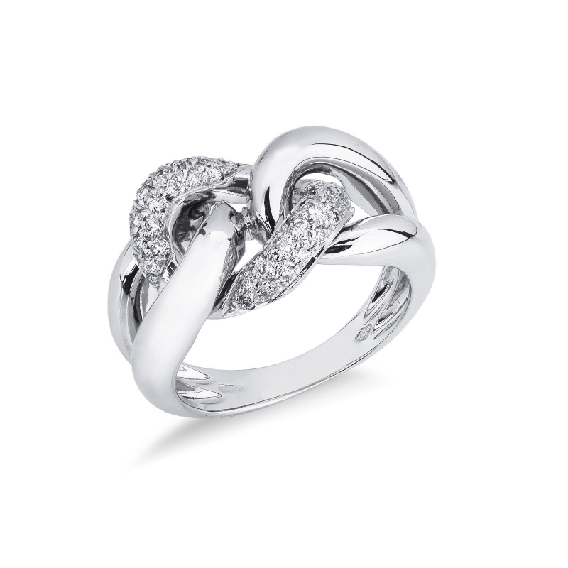 Anillo groumette en oro blanco 18k con diamantes