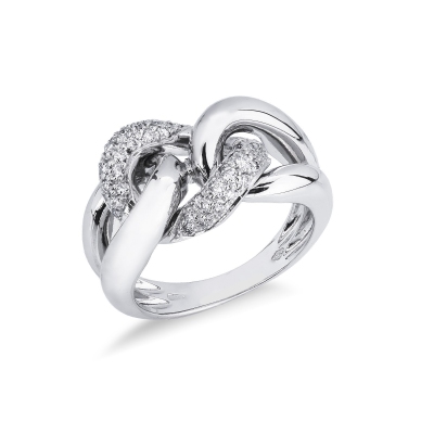 Anillo groumette en oro blanco 18k con diamantes