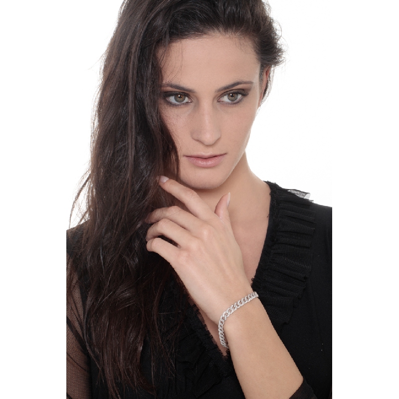 Pulsera gourmette oro blanco 750 con diamantes  Pulsera gourmette oro blanco 750 con diamantes