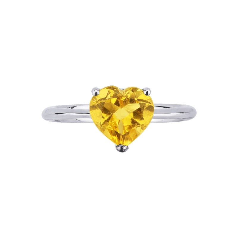Anillo romántico en oro blanco 18k con un citrino  Anillo romántico en oro blanco 18k con un citrino