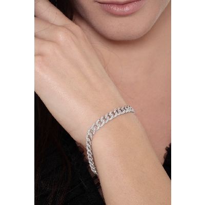 Pulsera gourmette oro blanco 750 con diamantes 