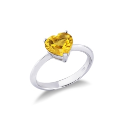 Anillo romántico en oro blanco 18k con un citrino