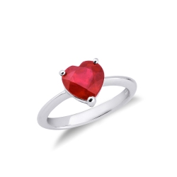 Anillo romántico en oro blanco 18k con un rubí