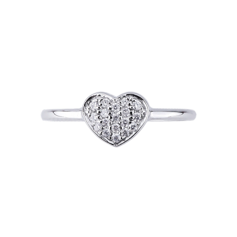 Anillo corazón en oro blanco de 18k con diamante Anillo corazón en oro blanco de 18k con diamante