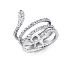 Anillo serpiente en oro blanco 18k con diamantes
