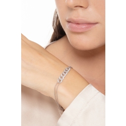 Pulsera cubana 6 eslabones oro blanco de 18k con diamantes, 19+3 cm 2
