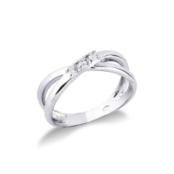 Anillo Cruz en Oro Blanco 18k con Diamantes Trilogy