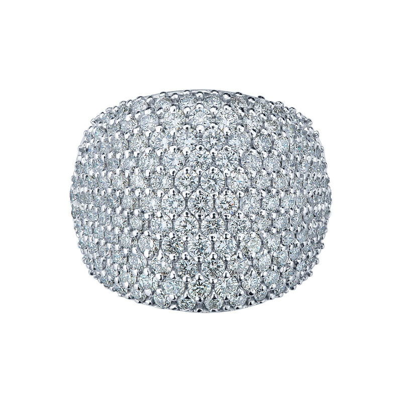 Anillo en oro blanco de 18k con pavé de diamantes Anillo en oro blanco de 18k con pavé de diamantes