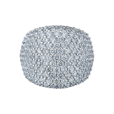 Anillo en oro blanco de 18k con pavé de diamantes