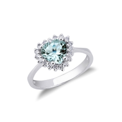 Anillo de oro blanco de 18 quilates con aguamarina