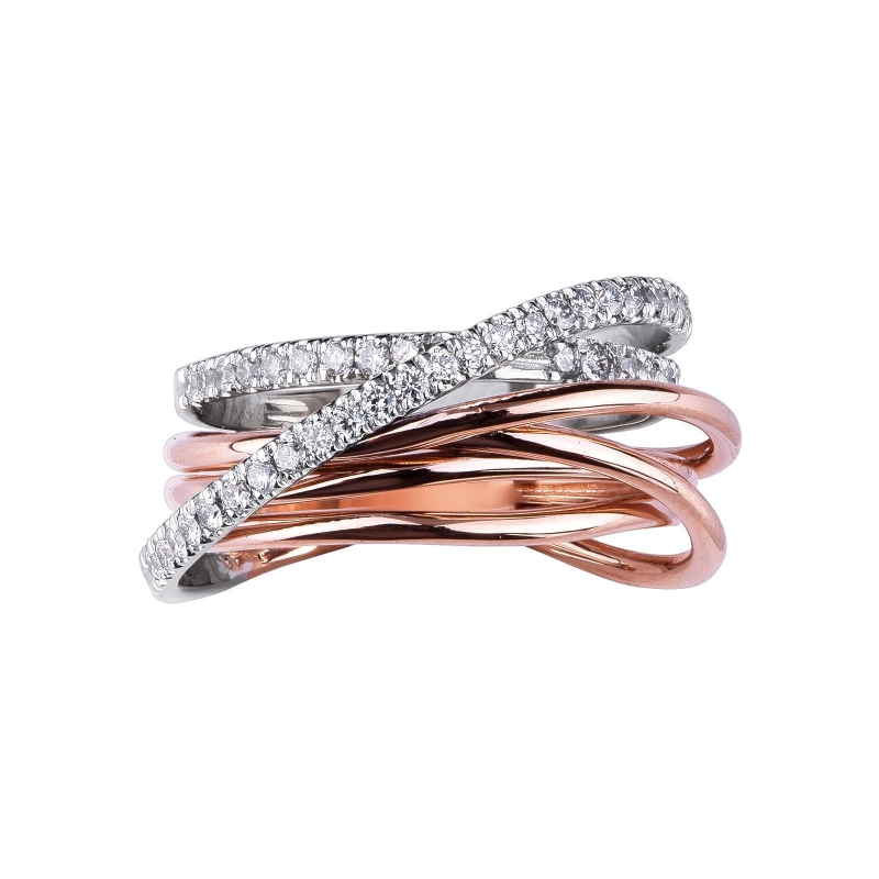 Anillo Filo de la Alegría en oro blanco y rosa con diamantes Anillo Filo de la Alegría en oro blanco y rosa con diamantes