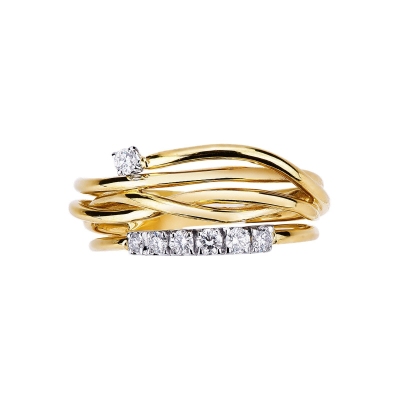 Anillo en oro blanco y amarillo 18k con diamantes