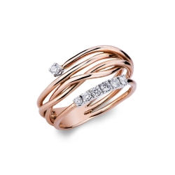 Anillo en oro blanco y rosa de 18k con diamantes