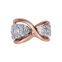 Anillo de banda en oro blanco y rosa 18 quilates con diamantes 2