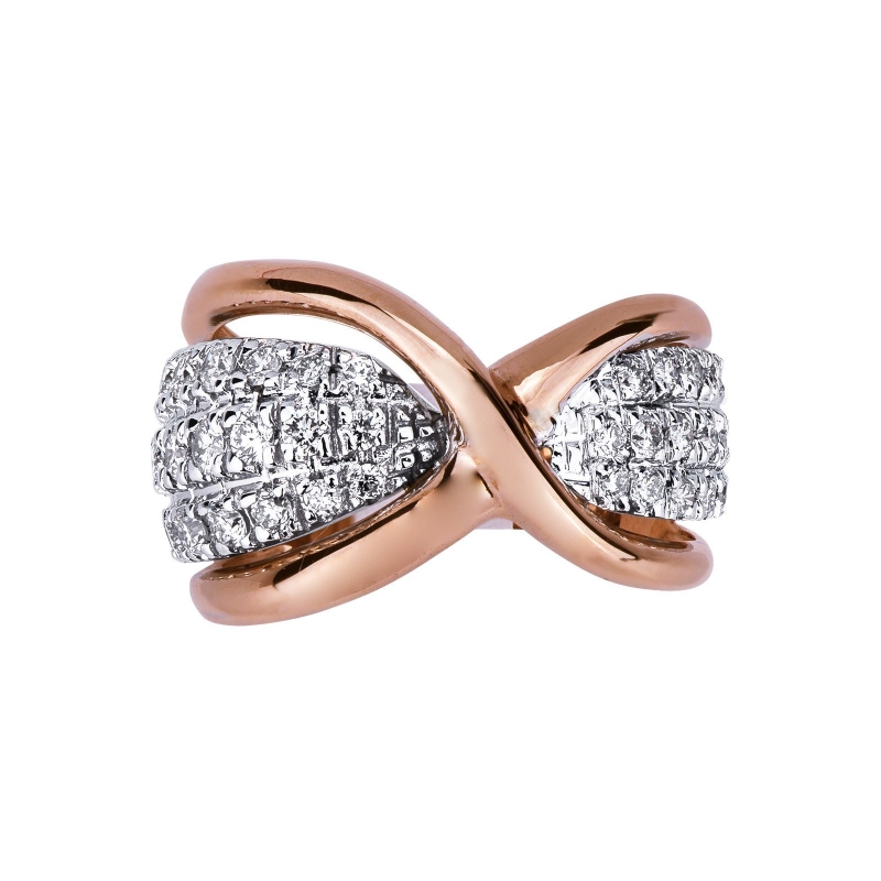 Anillo de banda en oro blanco y rosa 18 quilates con diamantes Anillo de banda en oro blanco y rosa 18 quilates con diamantes