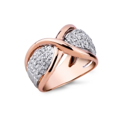 Anillo de banda en oro blanco y rosa 18 quilates con diamantes