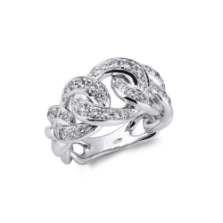 Anillo gourmette en oro blanco 18 quilates y diamantes