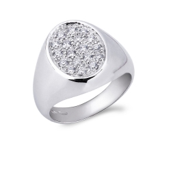 Anillo de sello con pavé de diamantes