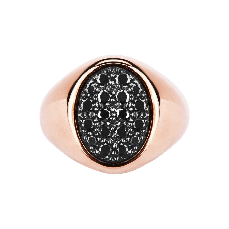 Anillo pavé en oro rosa de 18 quilates con diamantes negros Anillo pavé en oro rosa de 18 quilates con diamantes negros