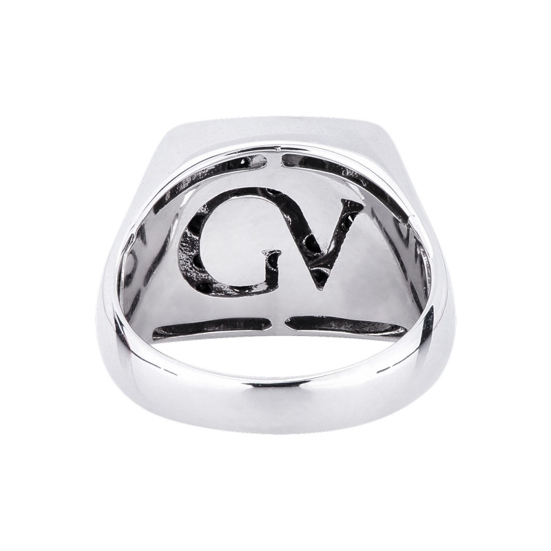 Chevaliere 18 kilates oro blanco cuadrado diamantes negros Chevaliere 18 kilates oro blanco cuadrado diamantes negros