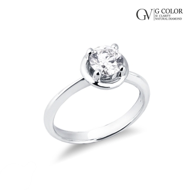 Anillo Solitario en Oro Blanco de 18 Quilates con Diamante Natural de 0,90 ct