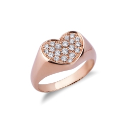 Anillo pavé en oro rosa de 18 quilates con diamantes