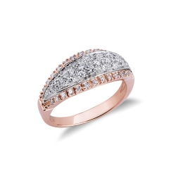 Anillo para mujer en oro blanco y rosa 18 kt con diamantes