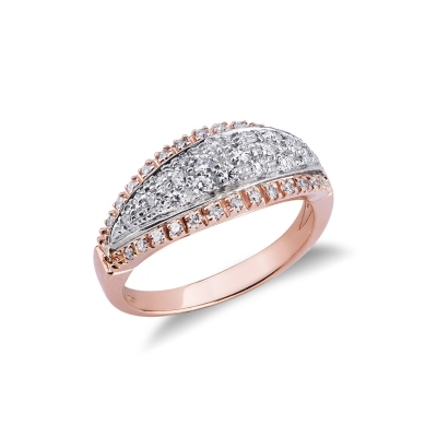 Anillo para mujer en oro blanco y rosa 18 kt con diamantes 