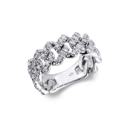 Anillo Cuban Link en oro blanco 18k y diamantes