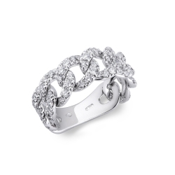 Anillo rígido Groumette con diamantes en oro blanco 18k