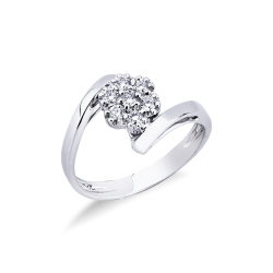 Anillo Illusion Abierto en Oro Blanco 18k con Diamantes