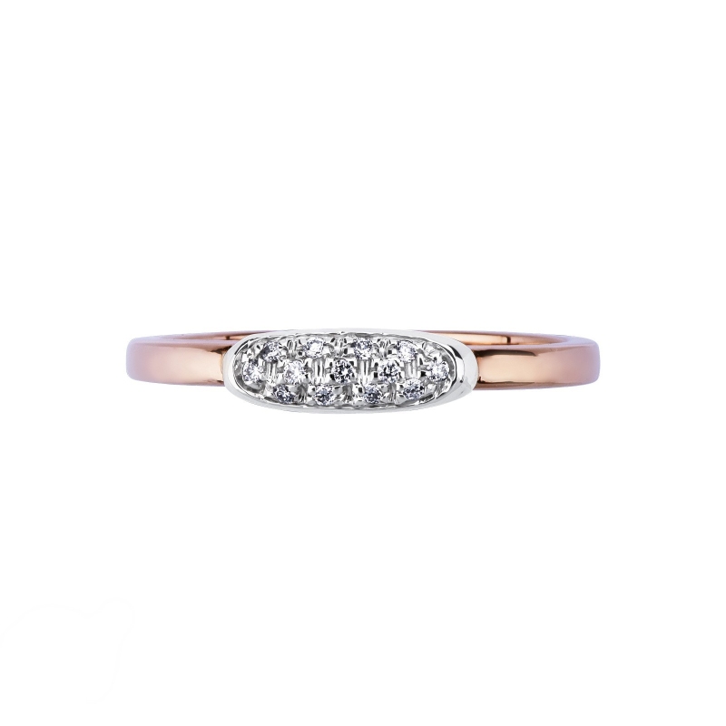 Anillo de diseño en oro rosa y blanco con diamantes Anillo de diseño en oro rosa y blanco con diamantes