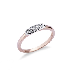 Anillo de diseño en oro rosa y blanco con diamantes
