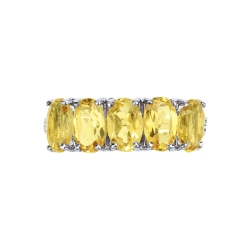 Anillo de oro blanco de 18k con un diamante y 5 citrinos 2